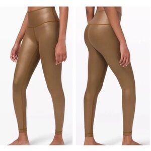 LULULEMON Wunder Under High-Rise Tight 28" Gold Shine Leggings Sz 8